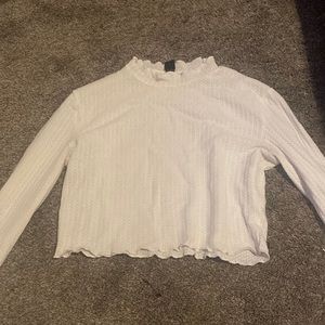 ruffled and cropped white turtleneck